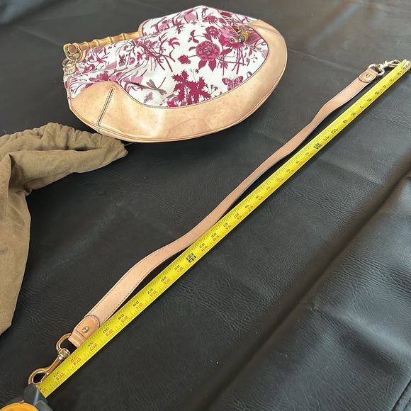 Gucci White Pink Floral Canvas Peggy Bamboo Handle Hobo - Picture 9 of 9